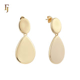 Oval and pear shape geometric drop 14K Gold Stud Earrings