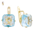 🔥 Gold Plated Russian Lock Earrings with Blue Princess-Cut Stone for Elegant Occasions