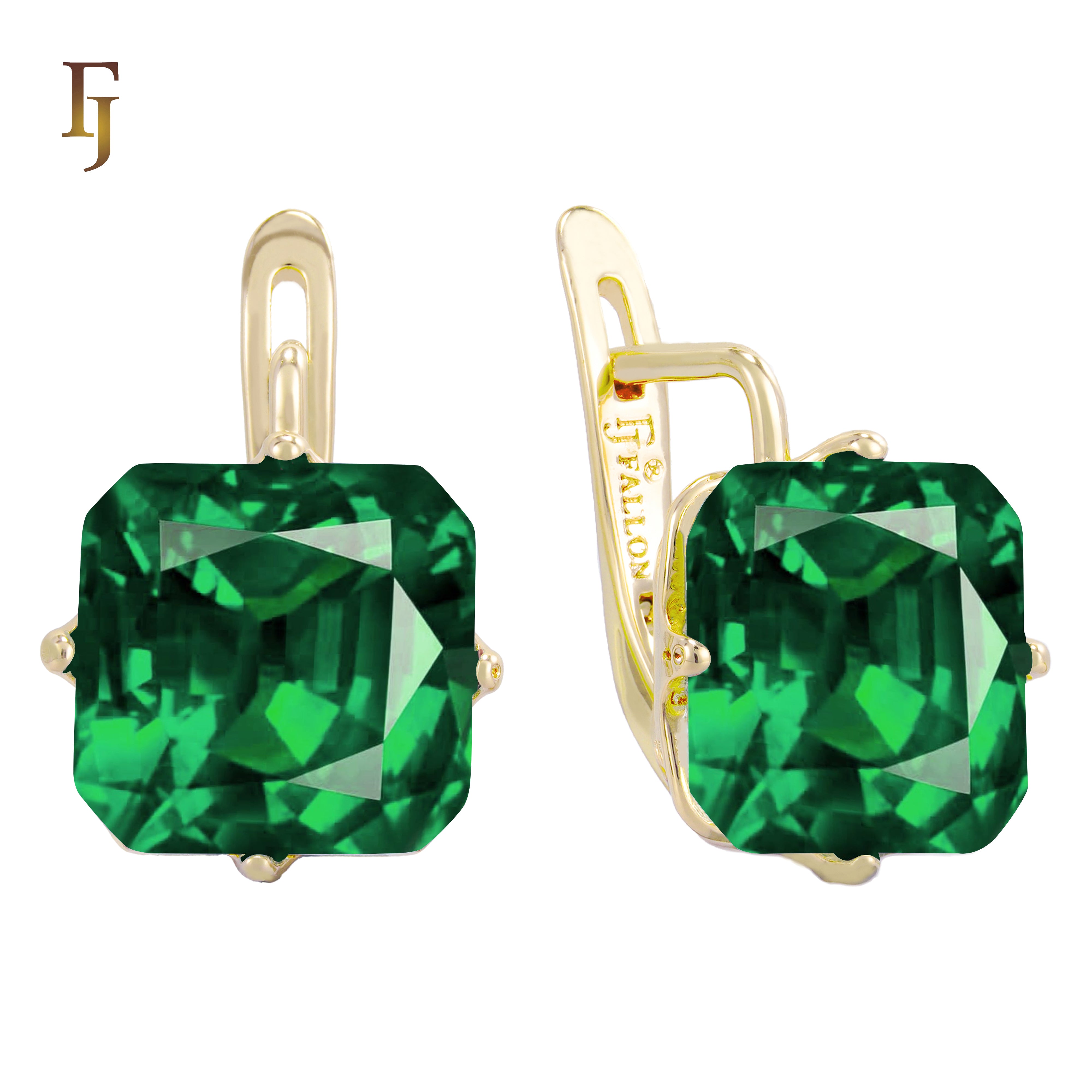 🔥 Gold Plated Russian Lock Earrings with Blue Princess-Cut Stone for Elegant Occasions