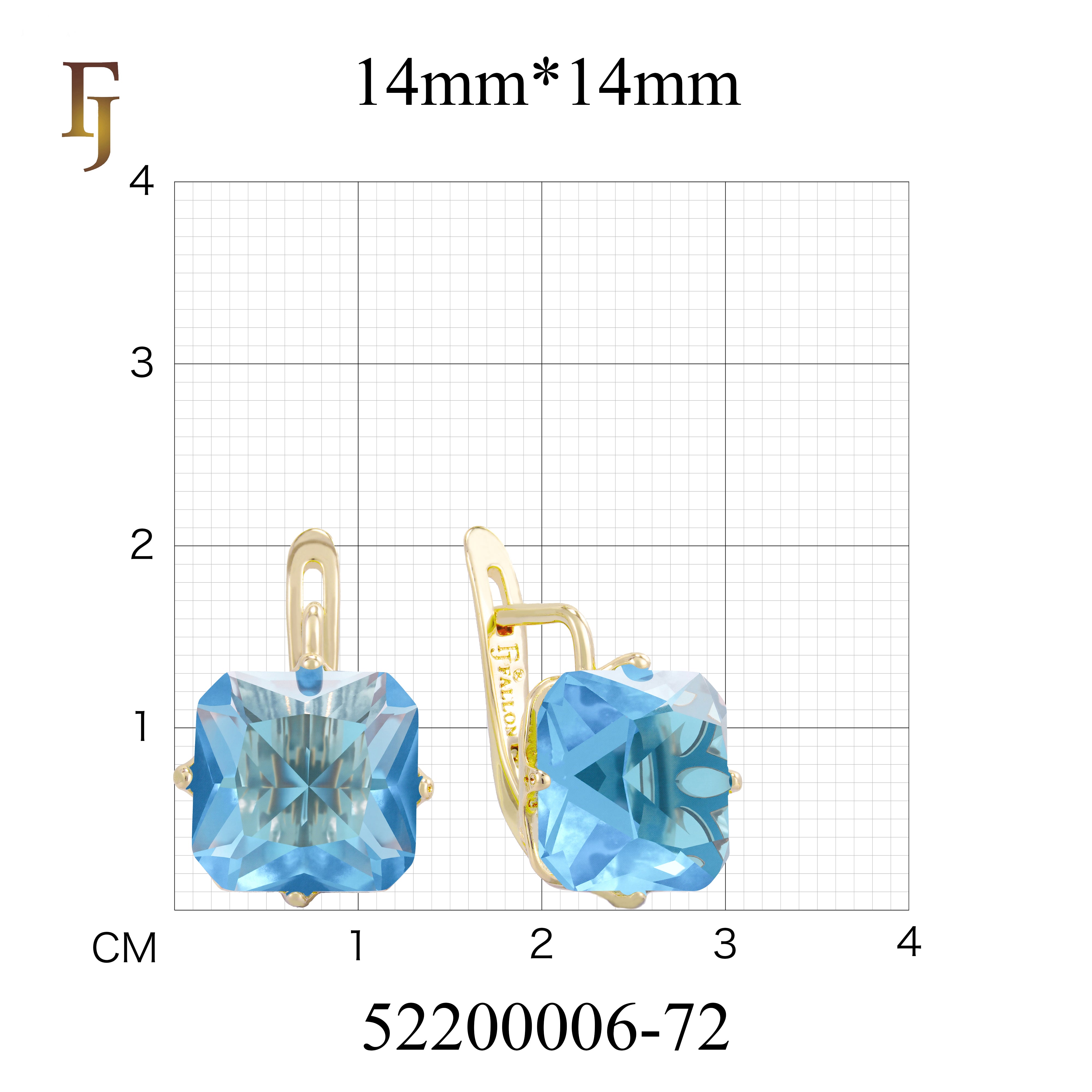 🔥 Gold Plated Russian Lock Earrings with Blue Princess-Cut Stone for Elegant Occasions