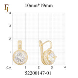 Elegant Halo CZ Russian Lock Earrings – Gold Plated Round Drop | Sparkling Non-Tarnish Jewelry by FJ