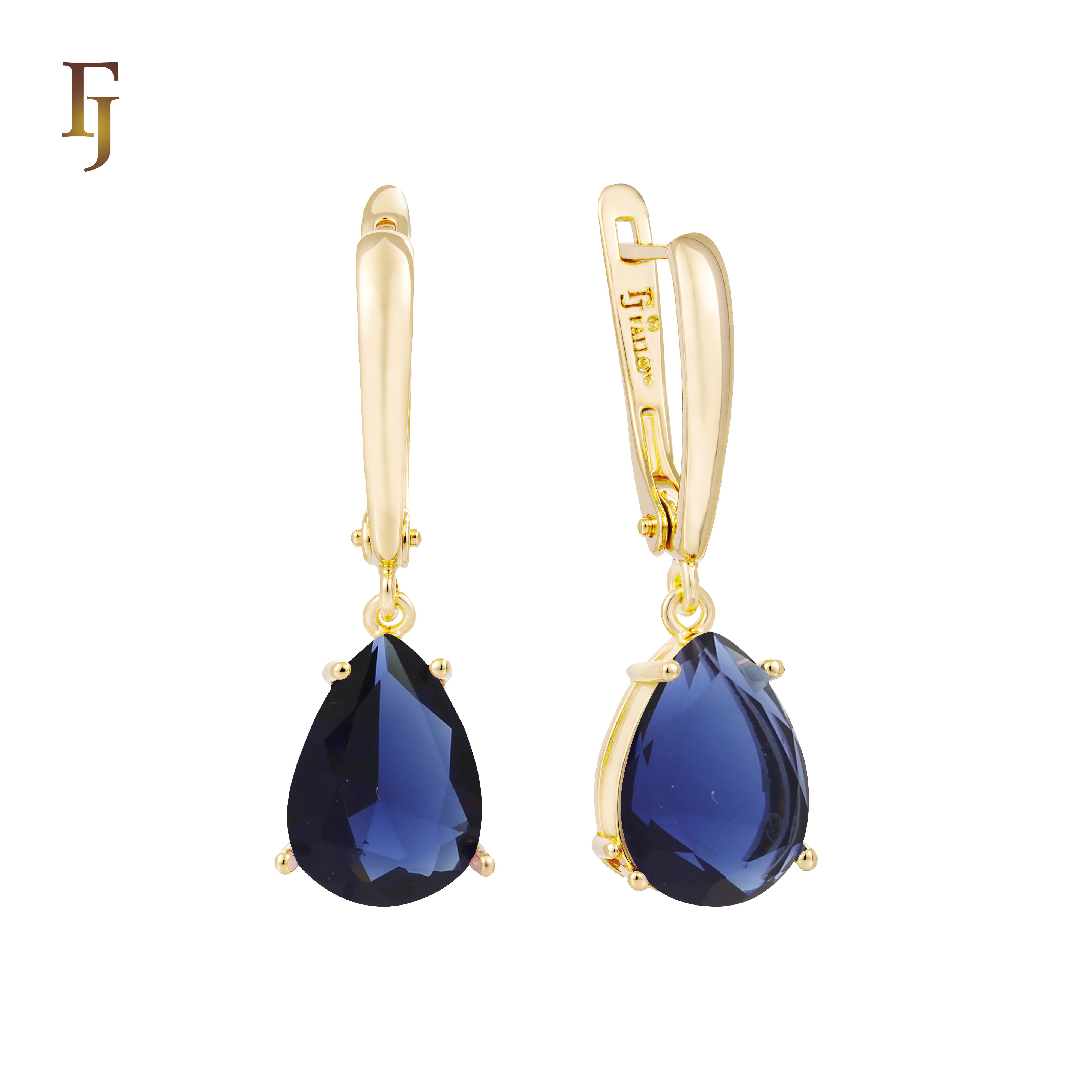 Teardrop Garnet-Red Russian Lock Earrings – Classic Drop Earrings in Gold Finish – FJ Jewelry