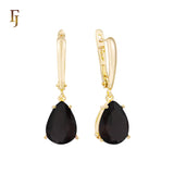 Teardrop Garnet-Red Russian Lock Earrings – Classic Drop Earrings in Gold Finish – FJ Jewelry