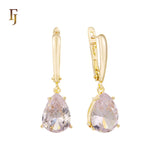 Teardrop Garnet-Red Russian Lock Earrings – Classic Drop Earrings in Gold Finish – FJ Jewelry