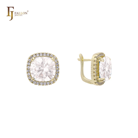 Серьги Halo Solitaire с крупными камнями, покрытие золотом 14 карат, золотом 18 карат, розовым золотом