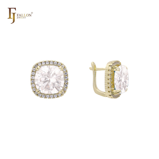 Серьги Halo Solitaire с крупными камнями, покрытие золотом 14 карат, золотом 18 карат, розовым золотом