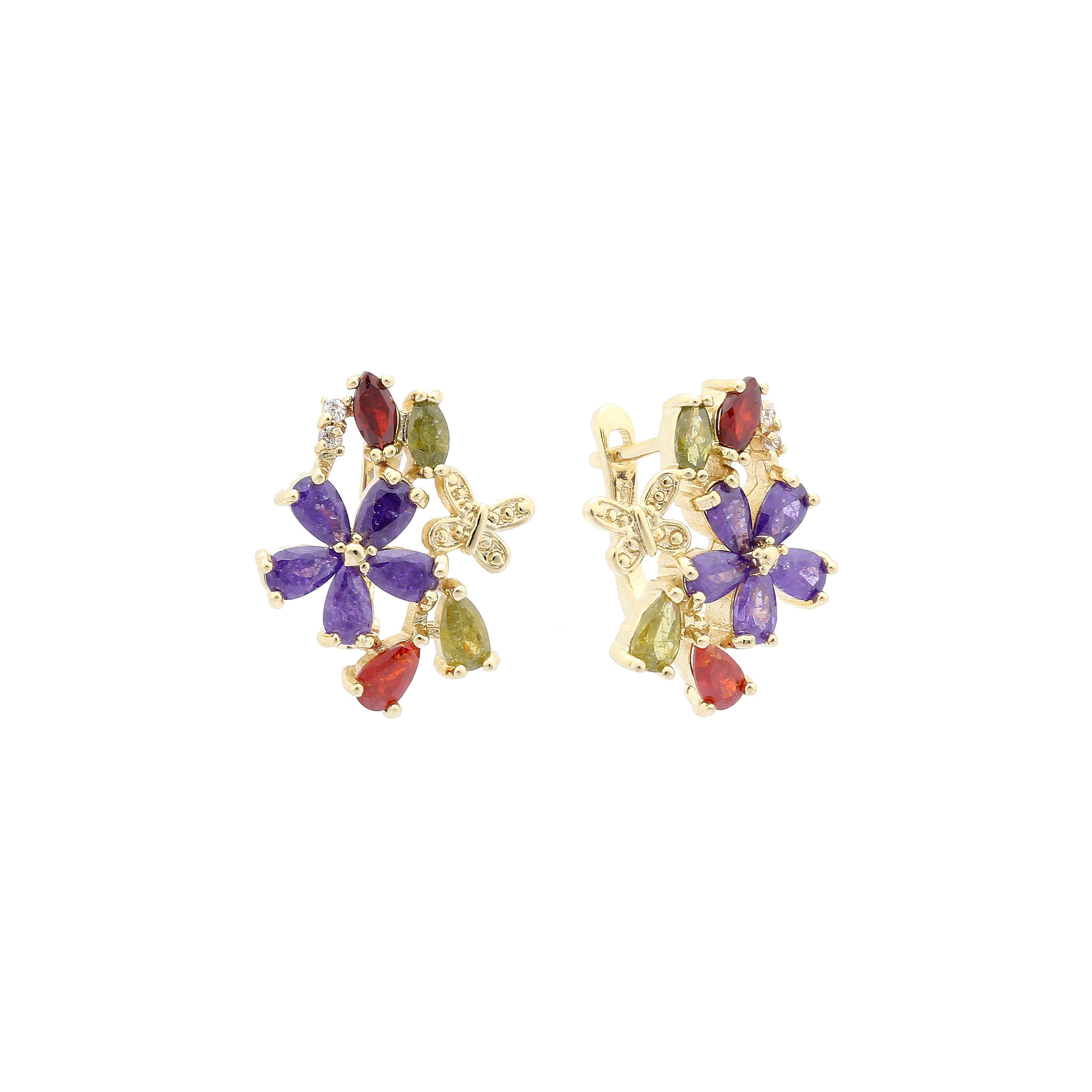 Flora Flowers Cluster CZs 14K Gold, Roségold Ohrringe