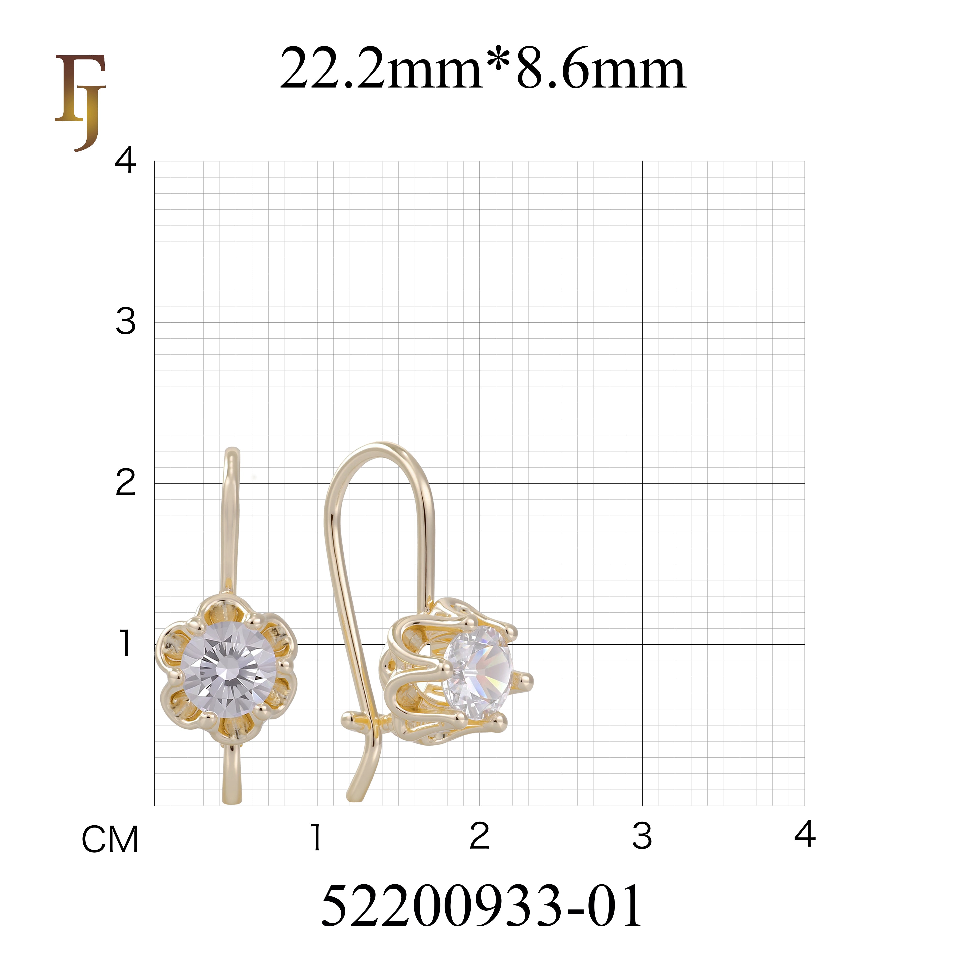Gold Wire Hook Earrings – Floral Prong CZ Drop Design | Lightweight Dainty Jewelry by FJ
