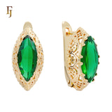 .FJ Oval Horse Eye Marquise shape CZ Earrings for Women Red Blue Green CZ