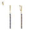 Gold Long Drop Earrings with CZ Tennis Chain – Elegant Sparkling Dangle Earrings for Women – FJ Jewelry