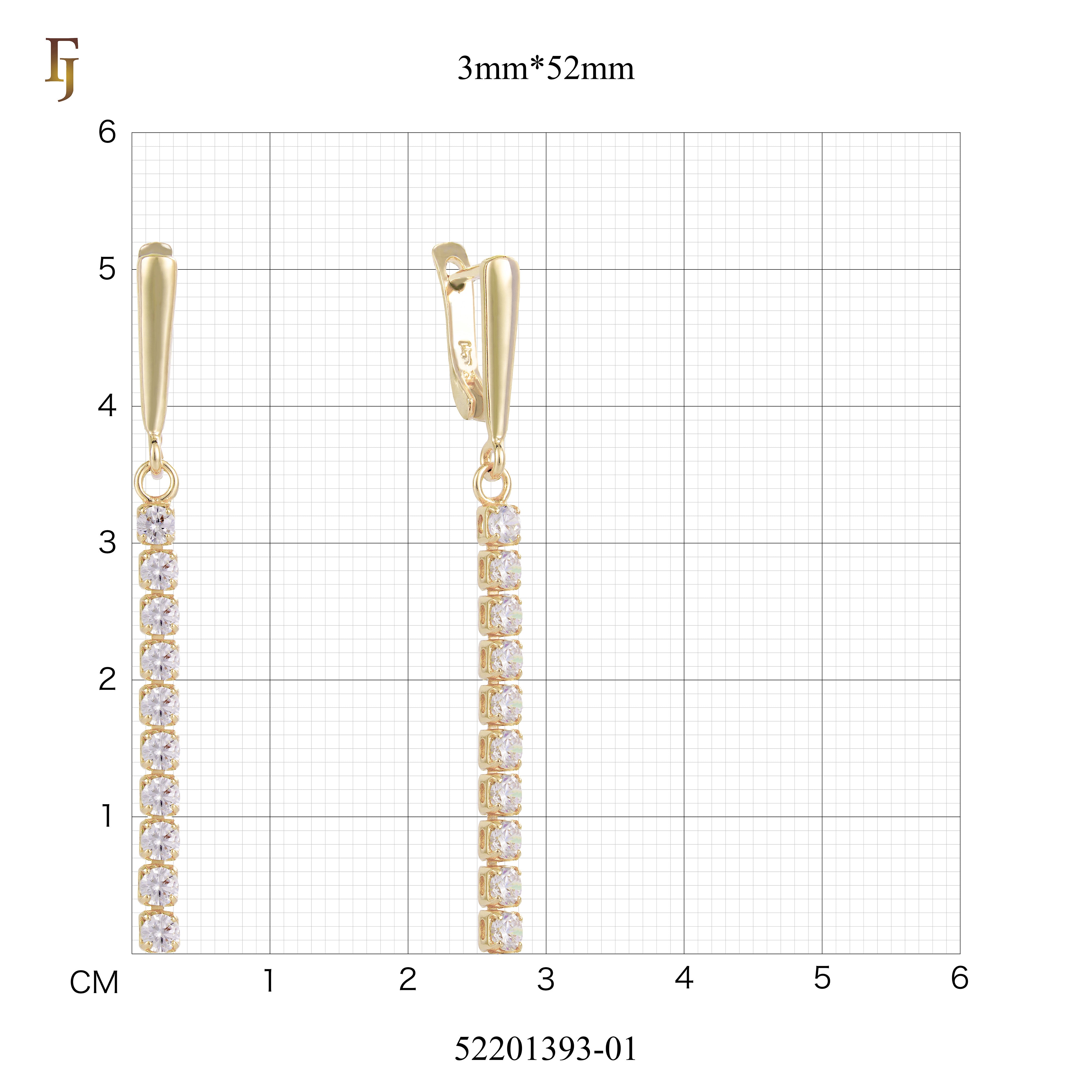 Gold Long Drop Earrings with CZ Tennis Chain – Elegant Sparkling Dangle Earrings for Women – FJ Jewelry