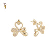Heart and Flower 14K Gold stud earrings