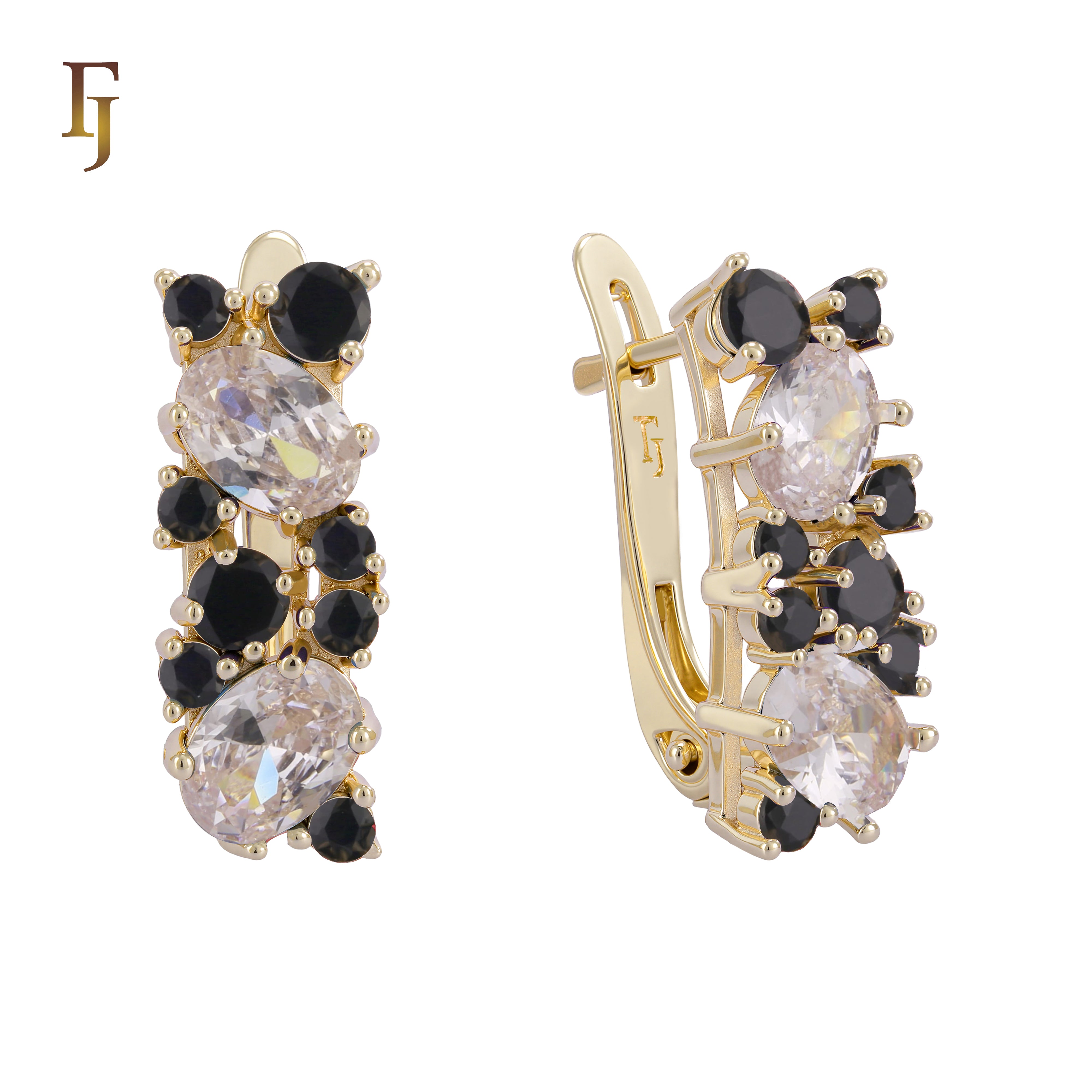 Elegant Rose Gold Earrings with Blue Multi-Color CZ Stones - Fashion Statement Jewelry for Women