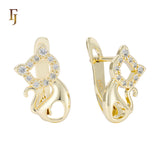 Cute Cat-Shaped Rose Gold Earrings with Sparkling Cubic Zirconia – Elegant Animal Jewelry for Women