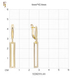 Gold Long Geometric Drop Earrings with CZ Accents – Elegant Dangle Earrings for Women – FJ Jewelry