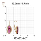 Gold Wire Hook Earrings – Oval Purple CZ with Filigree Frame | Elegant Pierced Jewelry by FJ