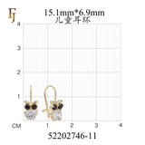 Gold Child Earrings – Owl Design Wire Hook with CZ Eyes & Body | Cute Non-Tarnish Jewelry by FJ