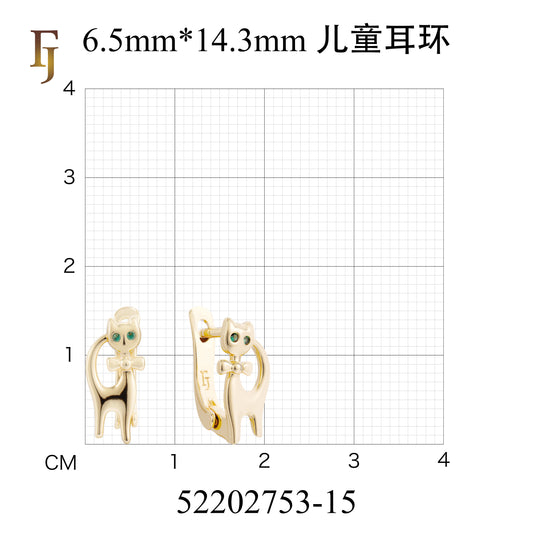 Cute Gold Cat Earrings with Green CZ Eyes and Bow – Adorable Animal Jewelry for Girls and Women