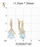 🔥 Gold Russian Lock Earrings – Blue Triangle CZ Drop with Crisscross Pavé Design | Elegant Non-Tarnish Jewelry by FJ