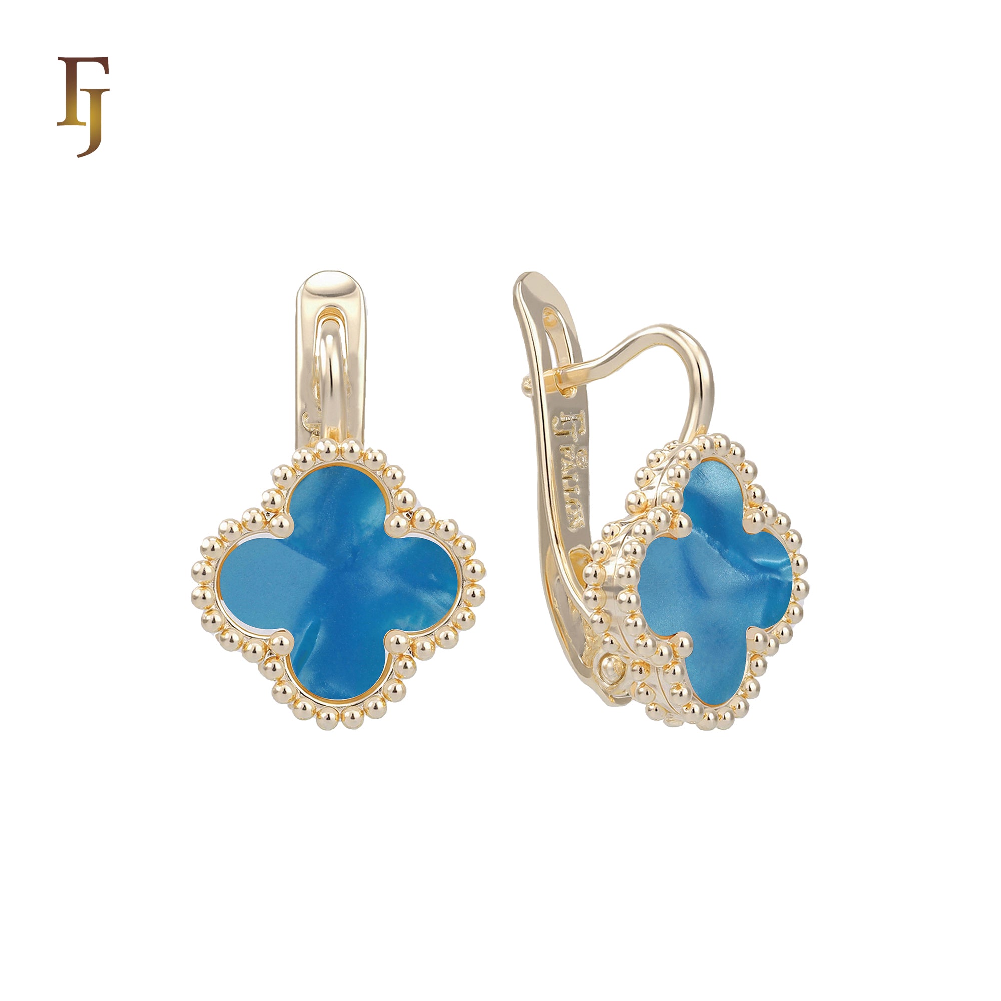 🔥 Rose Gold Russian Lock Earrings – Colorful Clover Enamel with Beaded Frame | Classic Non-Tarnish Jewelry by FJ