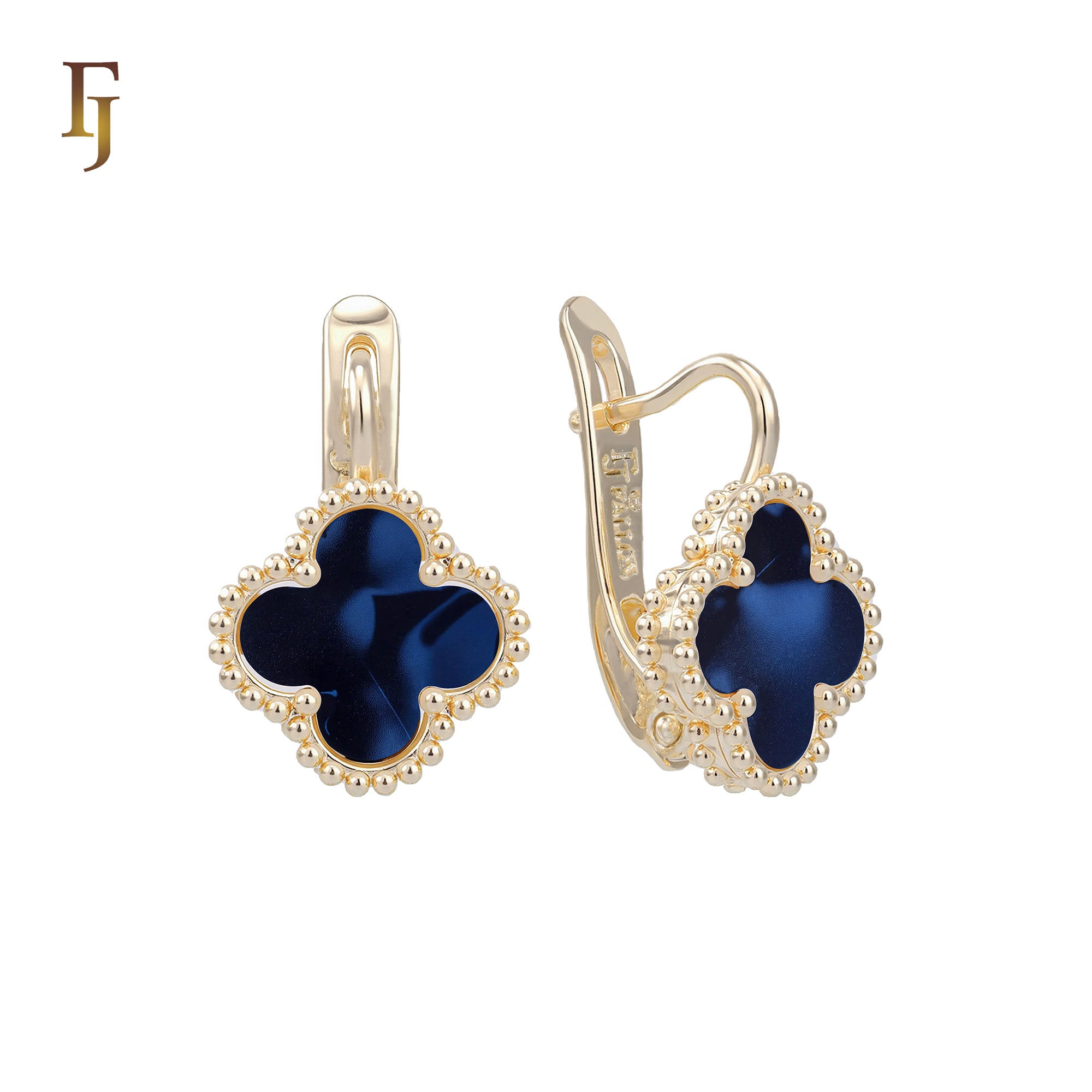 🔥 Rose Gold Russian Lock Earrings – Colorful Clover Enamel with Beaded Frame | Classic Non-Tarnish Jewelry by FJ