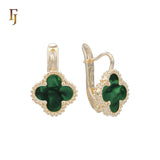 🔥 Rose Gold Russian Lock Earrings – Colorful Clover Enamel with Beaded Frame | Classic Non-Tarnish Jewelry by FJ