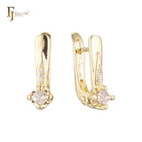 Cluster CZ und Solitär 14K Gold, Roségold, zweifarbige Ohrringe