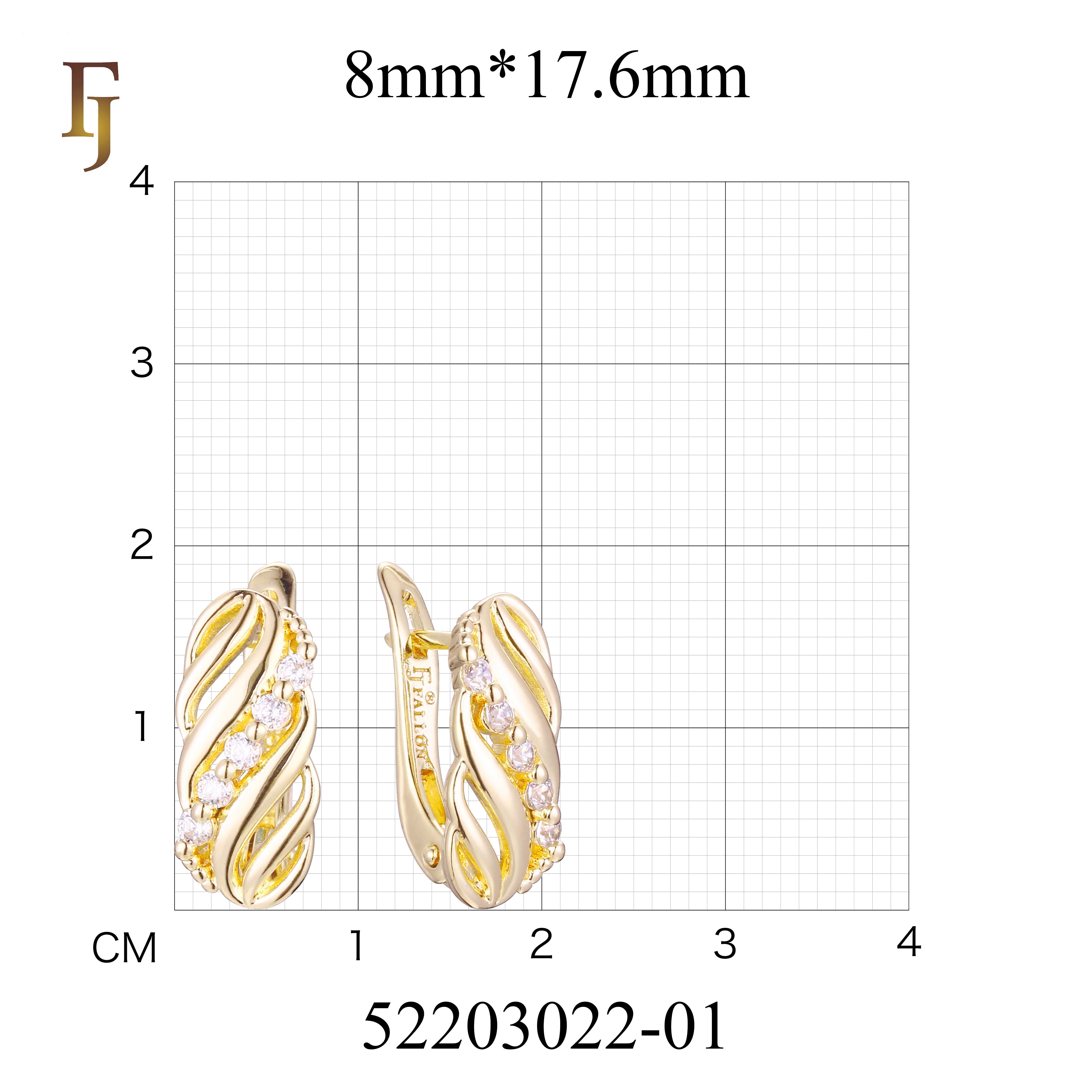 Gold-Plated Russian Lock Earrings with Twisted Design and CZ Accents – Elegant Hoop Style