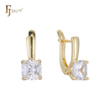 Solitaire big colorful stone earrings in 14K Gold, Rose Gold plating colors