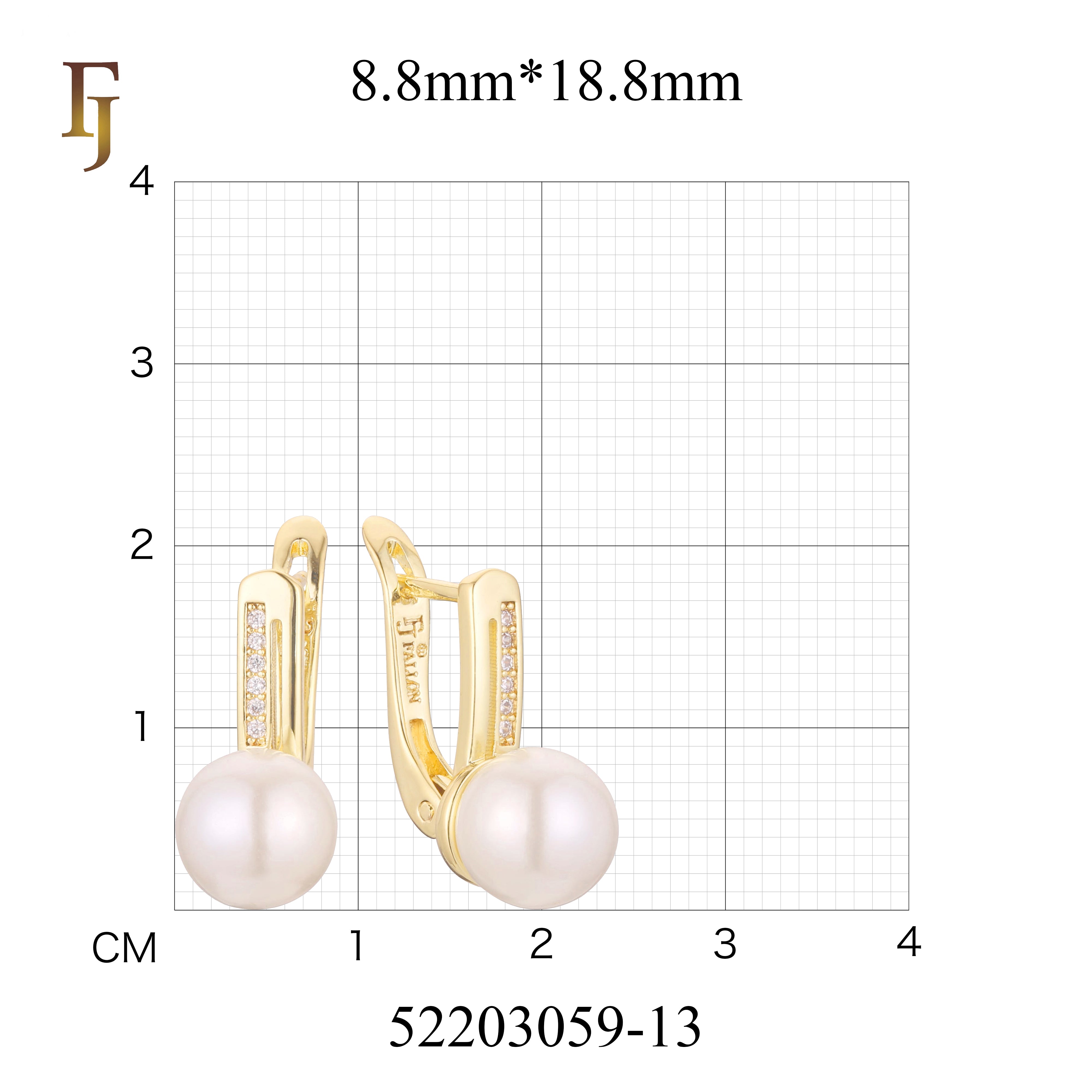 Gold-Plated Russian Lock Earrings with Simulated Pearl Drop and CZ Accents – Elegant Bridal Jewelry