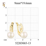 Gold-Plated Russian Lock Earrings with Simulated Pearl and CZ Accent – Classic Drop Earrings