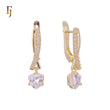 Solitaire drop cluster earrings plated in 14K Gold, Rose Gold, two tone
