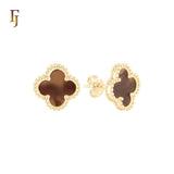 🔥 Lucky black clover Rose Gold stud earrings