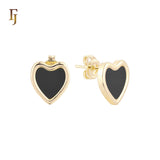 Taller Heart of red or white Onyx 14K Gold, Rose Gold Stud Earrings