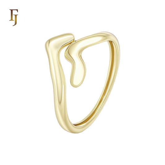 Double Lightning zigzac 14K Gold Glossy Fashion Resizable Open Rings