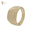 Anéis infantis de ouro 14K com sinete oval quadrado brilhante de 9,3 mm