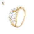 Cluster Solitaire oval cut white CZ 14K Gold Fashion Rings