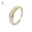 Gold Plated CZ Band Ring for Women – 14K Yellow Gold Twist Design, 4.8mm Wide | FJ Jewelry 53200023-01