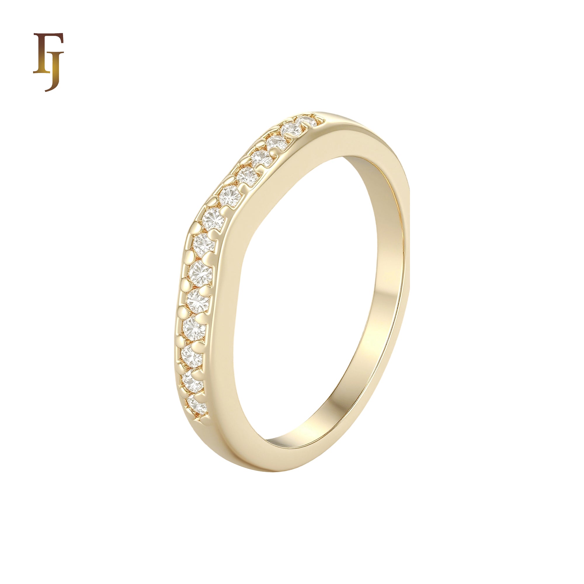 Alianças de casamento em ouro 14K com zircônias cúbicas brancas em cluster