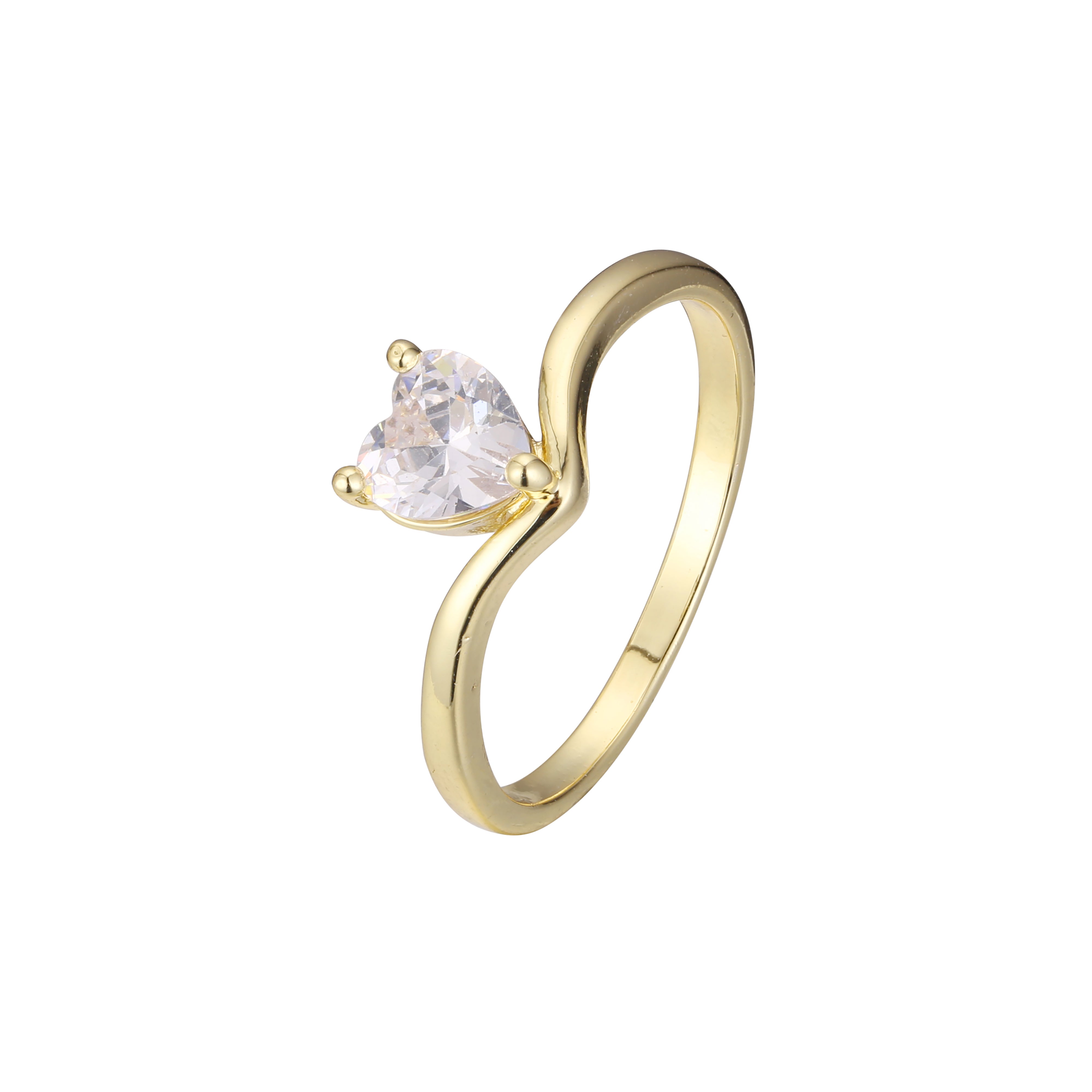 ソリティアと結婚指輪の重ね付け可能なリング (14K ゴールド、18K ゴールドメッキカラー)