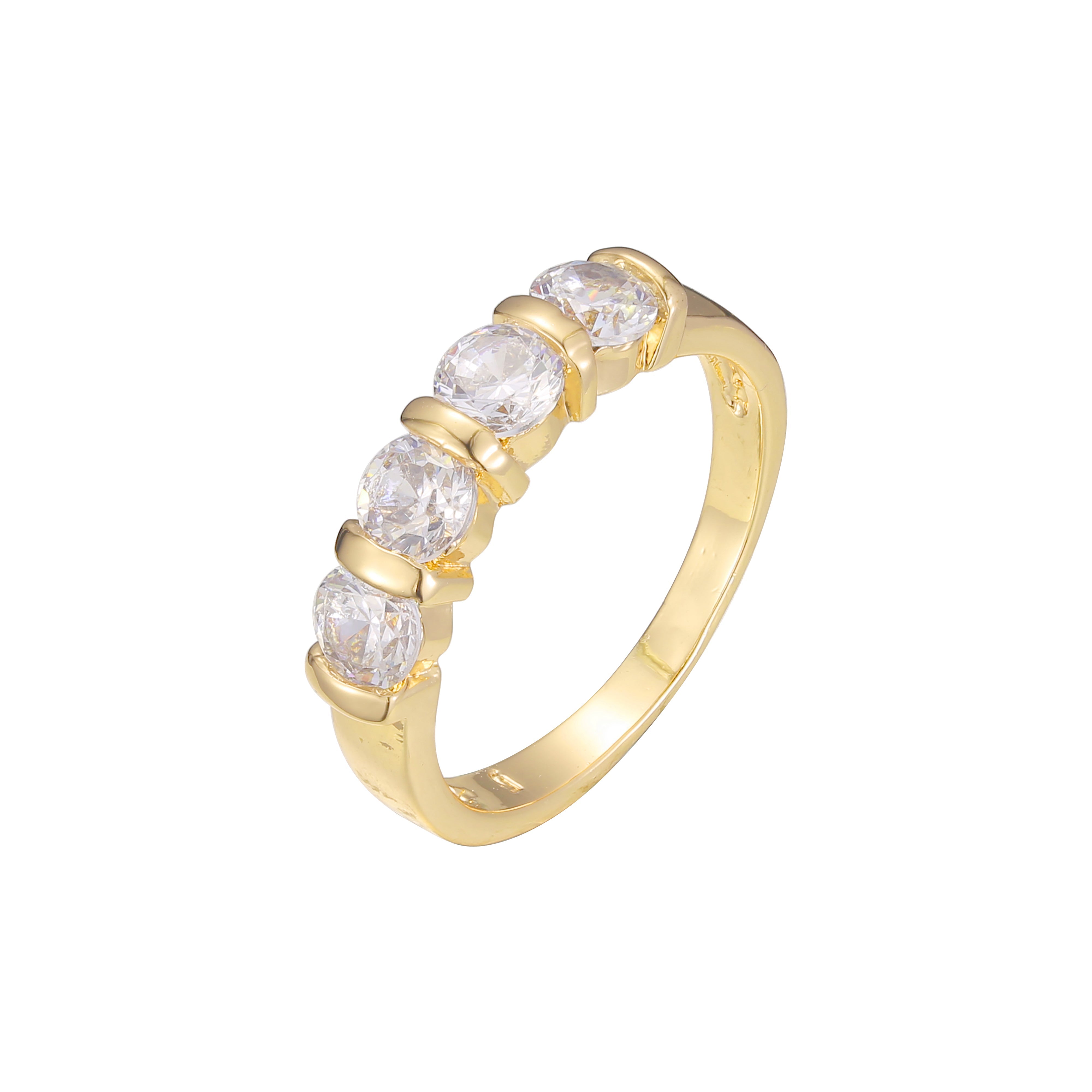 Big Cluster White CZs 14K Gold Wedding Set Rings