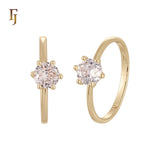 Six Clawed Set Solitaire Rounded White CZ 14K Gold, 18K Gold Engagement Rings