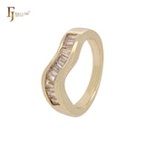 Solitärringe aus weißem Zirkonia und Baguette-Zirkonia, 14 Karat Gold, 18 Karat Gold, stapelbar