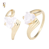 Romantic Heart-Shaped CZ Solitaire Ring in Gold Finish | FJ Fallon Jewelry