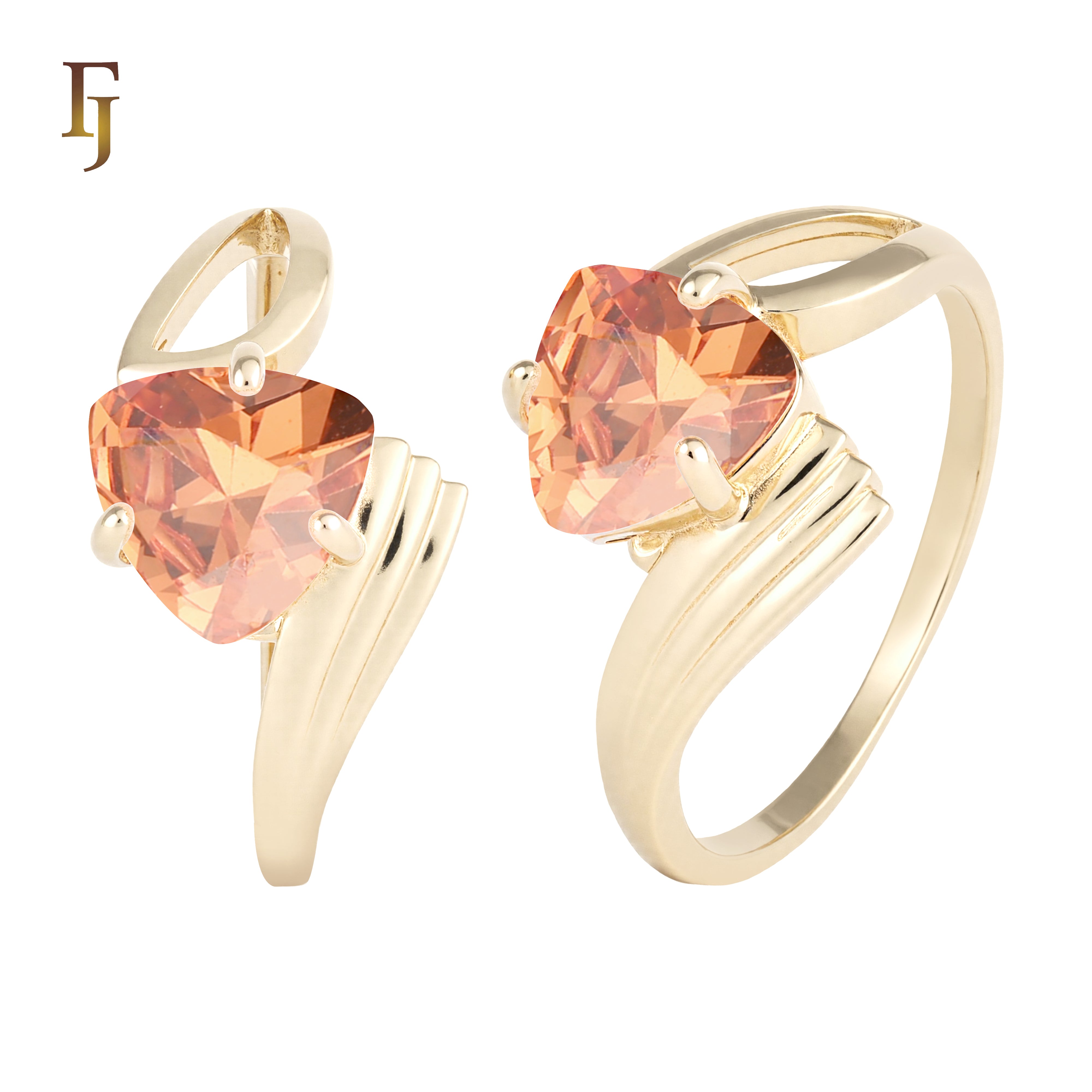 Romantic Heart-Shaped CZ Solitaire Ring in Gold Finish | FJ Fallon Jewelry
