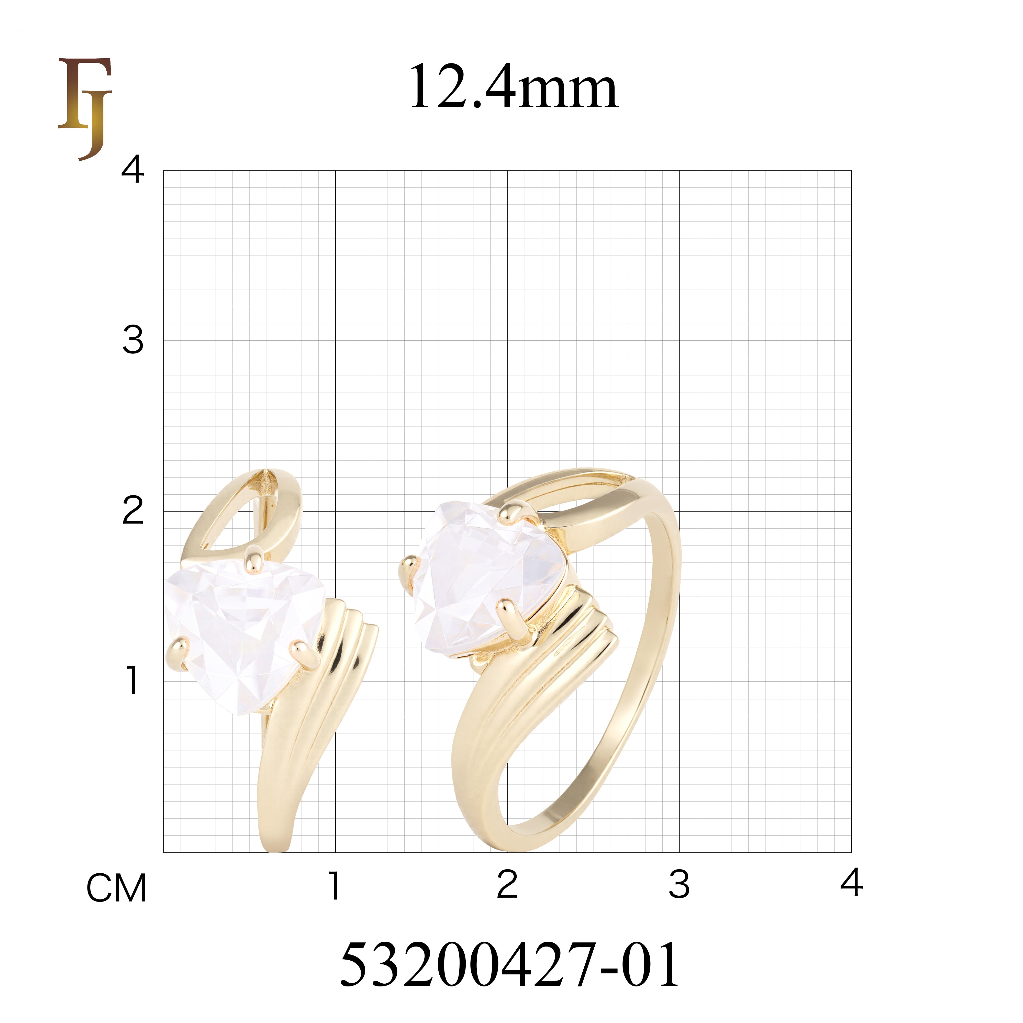 Romantic Heart-Shaped CZ Solitaire Ring in Gold Finish | FJ Fallon Jewelry