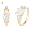Luxury Round Cut CZ Engagement Ring with Baguette Accents | FJ Fallon Jewelry