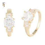 Luxury Round Cut CZ Engagement Ring with Baguette Accents | FJ Fallon Jewelry