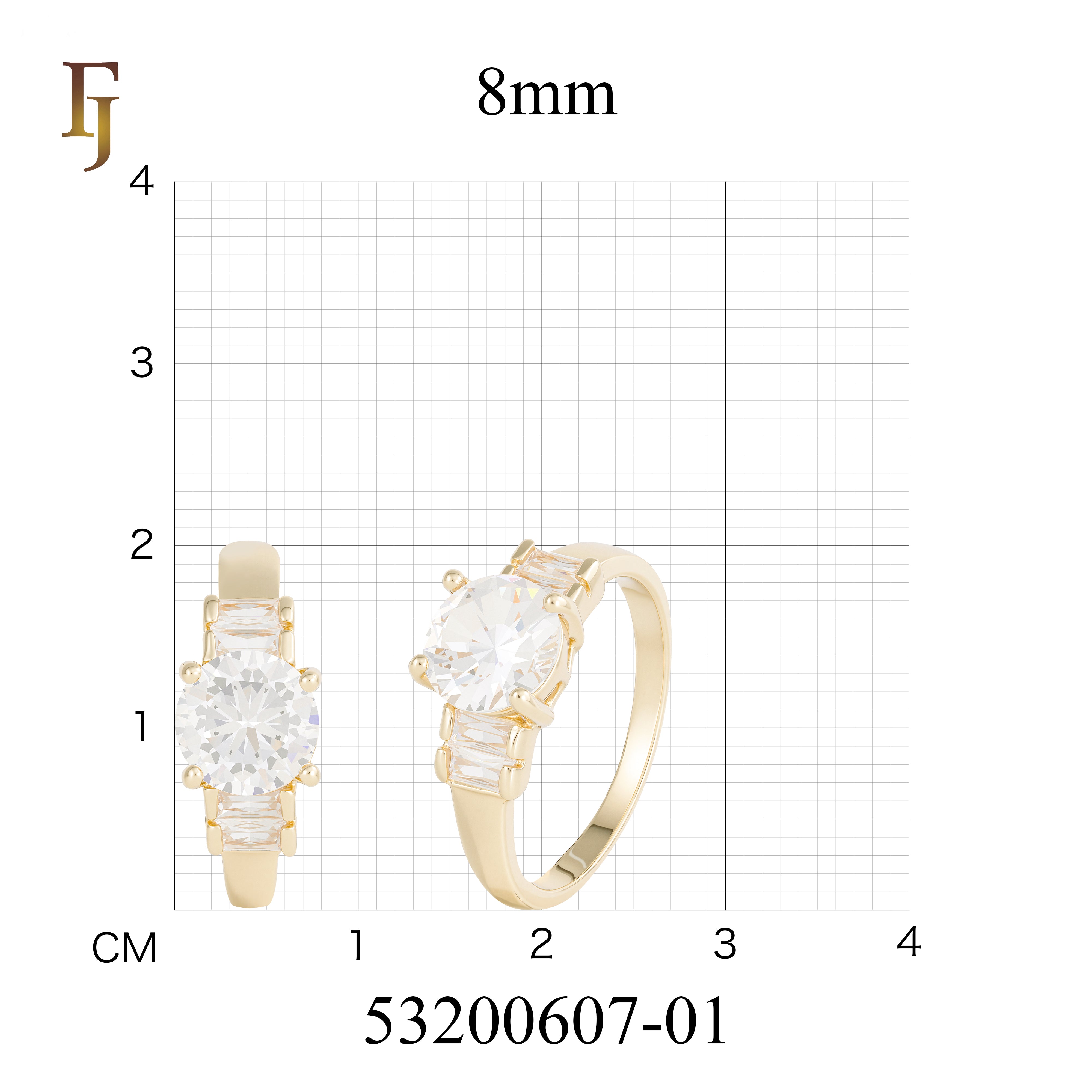 Luxury Round Cut CZ Engagement Ring with Baguette Accents | FJ Fallon Jewelry