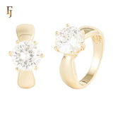 Luxury Round Cut CZ Engagement Ring with Baguette Accents | FJ Fallon Jewelry